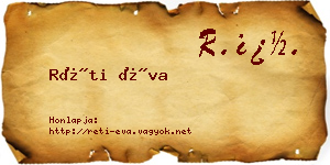Réti Éva névjegykártya